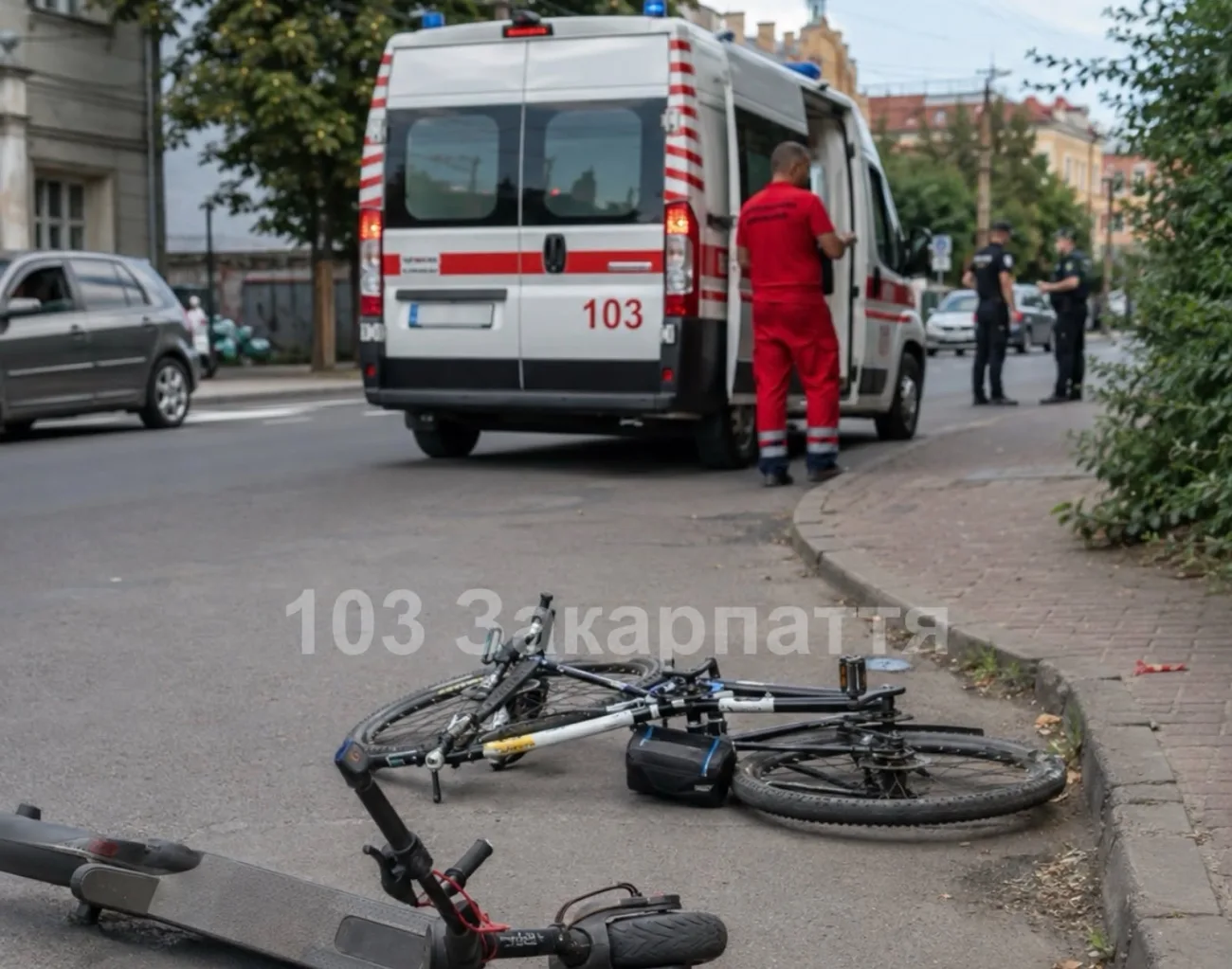 В Ужгороді 18-річна дівчина на самокаті зіткнулася з велосипедистом
